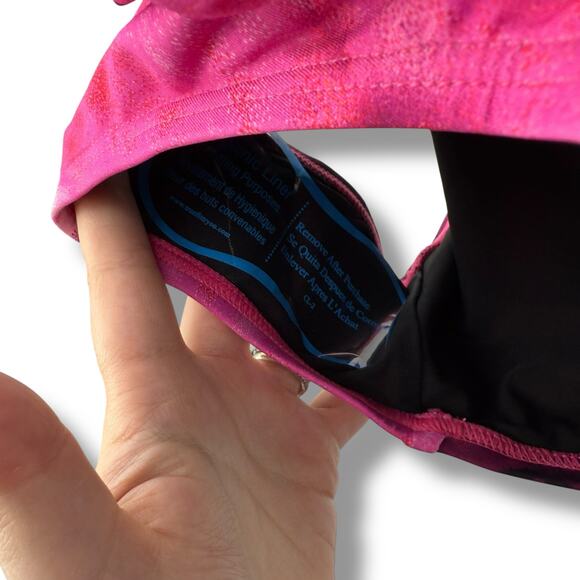 NEW DKNY Pink and Black One Piece Swimsuit Size Small Halter Tie Plunge NWT - Picture 6 of 9